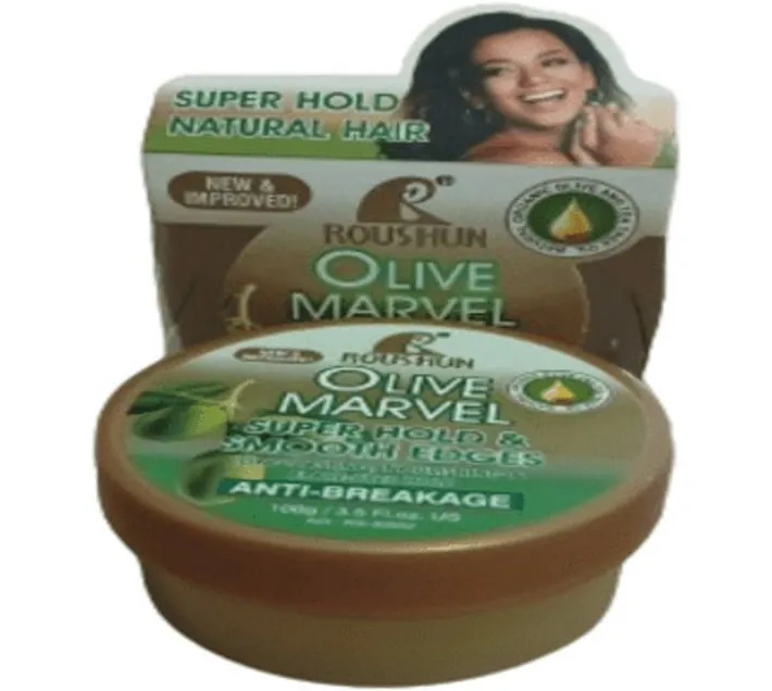 Olive Marvel Super Hold & Smooth Edges 100g Long lasting, Nourishing & Flake Free Hold Roushun All Hair Types (100 g)
