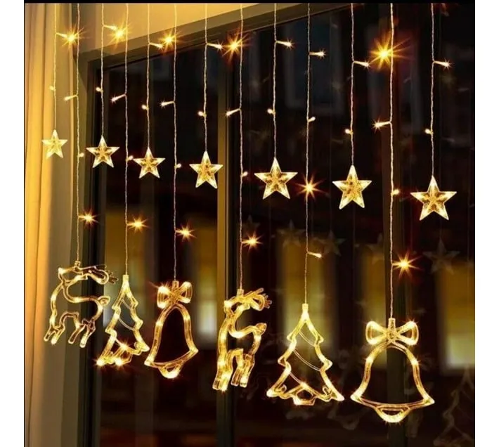 Christmas lights 12 LED Christmas curtain string LED Garland Christmas tree Decoration for  Indoor Use, Outdoor Use (Pack of 1)