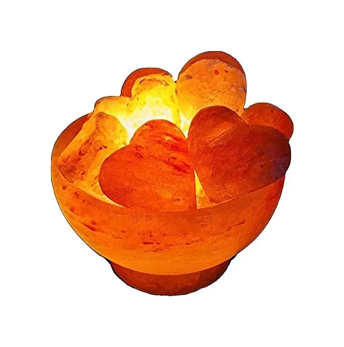 HEMCO Fire Bowl with Hearts Himalayan Crystal Salt Lamp -B5981