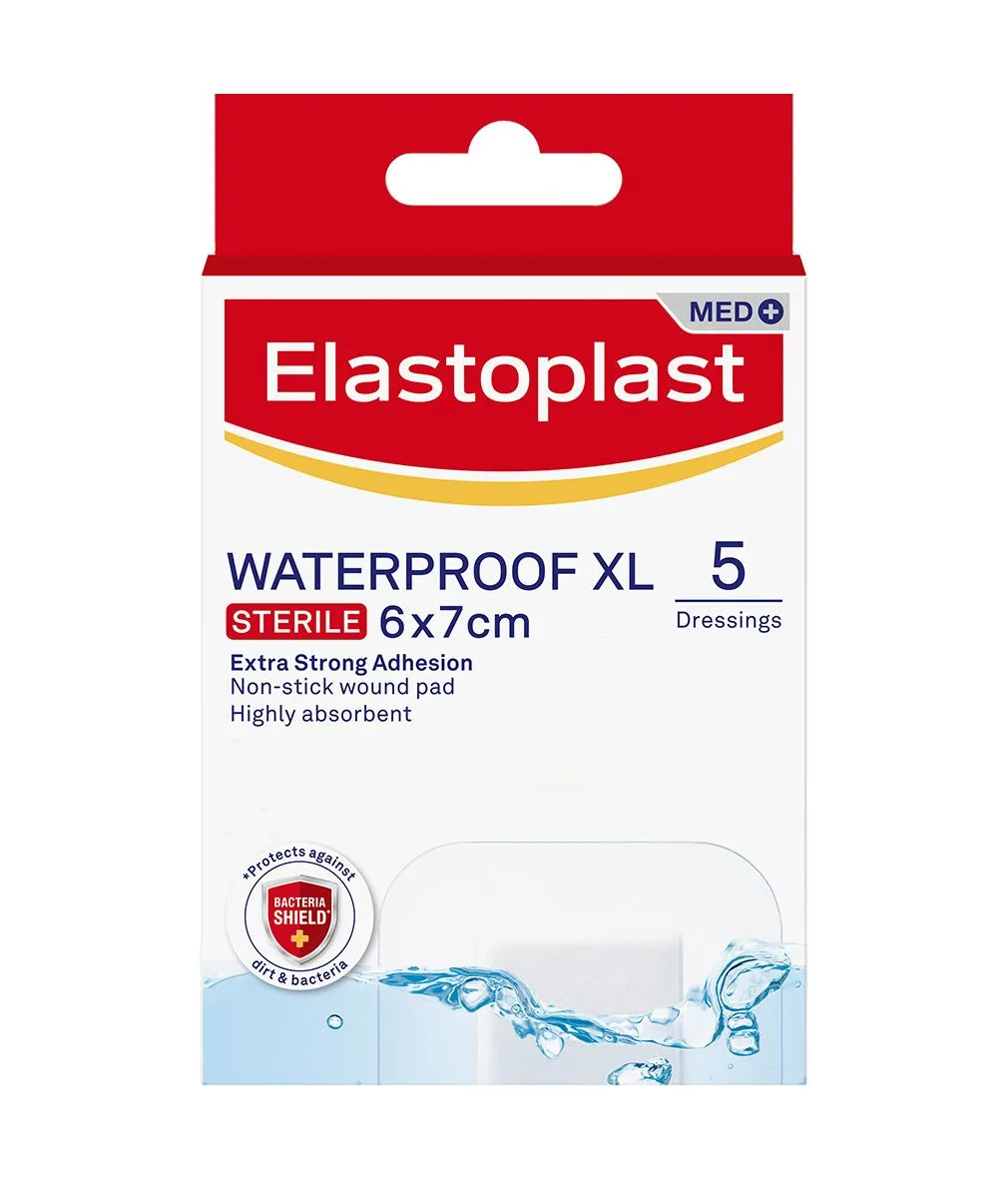 Elastoplast Aqua Protect XL, Waterproof Plasters, 5 Strips, 6cm x 7cm