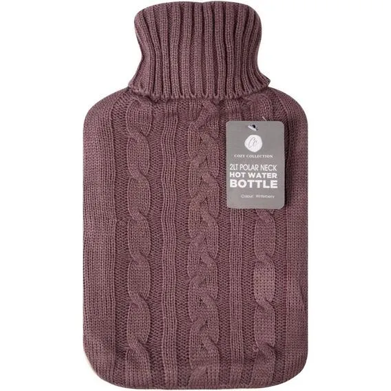 COZY HERRINGBONE HOT WATER BOTTLE 2LT EA SMD-330902C-CREAM
