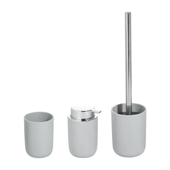 BATHROOM BASICS Grey and Sliver 3PC set