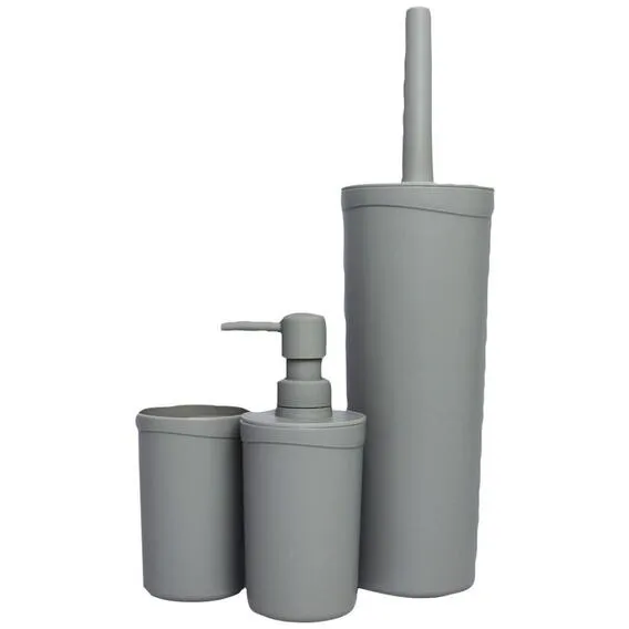 BATHROOM BASICS 3Pcs Dispenser Set Grey