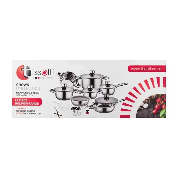 TISSOLLI 21 Pce Crown Stainless Steel Pot Set