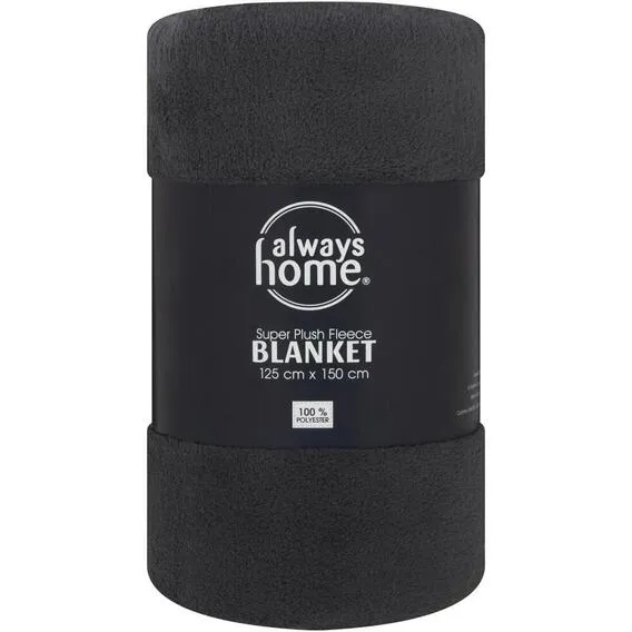 MAINSTAYS SUP/PLUSH BLANKET 125X150 CHARCOAL 1, EA