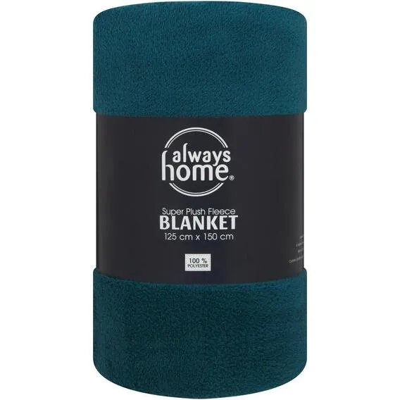 MAINSTAYS SUP/PLUSH BLANKET 125X150 TEAL 1, EA