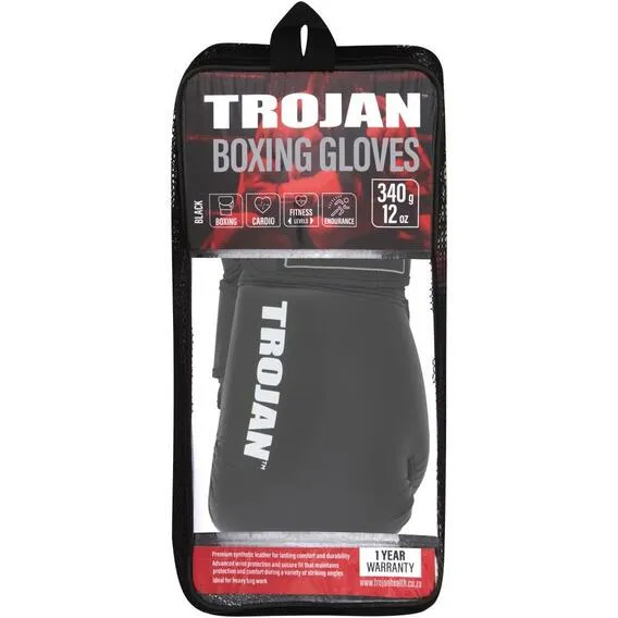 TROJAN Boxing Training Gloves Black 12 oz
