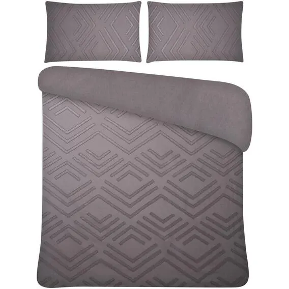 DESIGN HOUSE TUFTED DUVETCOVER 3PC SILVER