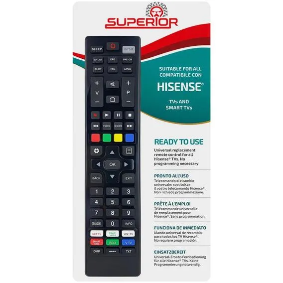 SUPERIOR UNIVERSAL HISENSE REPLACEMENT TV REMOTE SUPTRB028