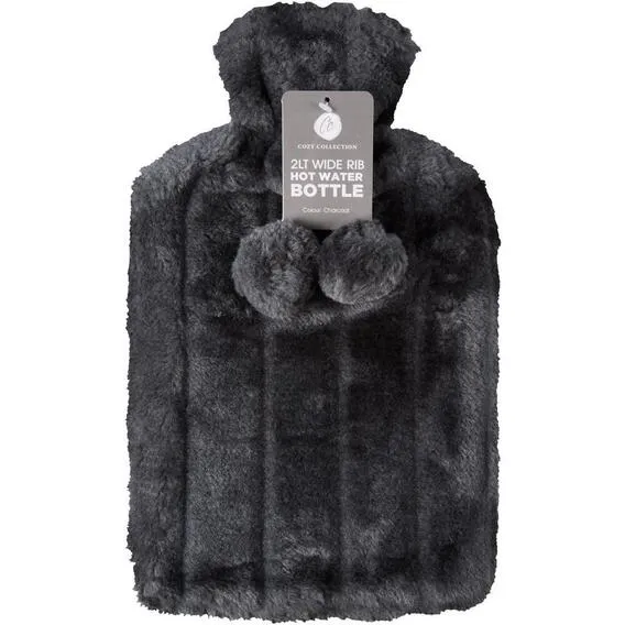 COZY RIBBED HOT WATER BOTTLE 2LT EA SMD-330902C-CHARCOAL
