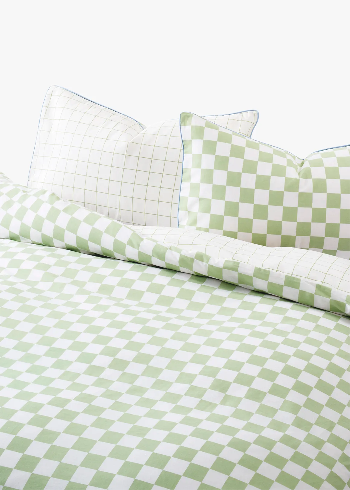 144TC Checkerboard Duvet Cover Set - Kids - X GREEN