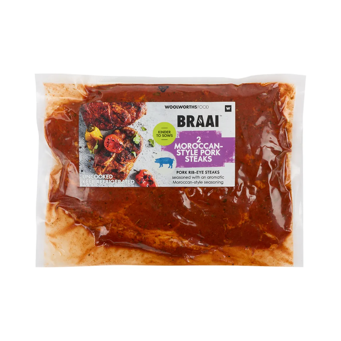 2 Moroccan Style Pork Rib Eye Steaks Avg 350 g