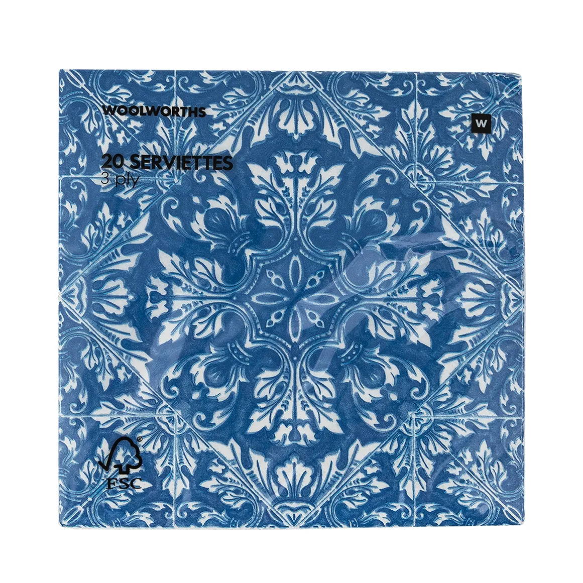 3 Ply Azulejo Tile Design Serviettes 20 pk
