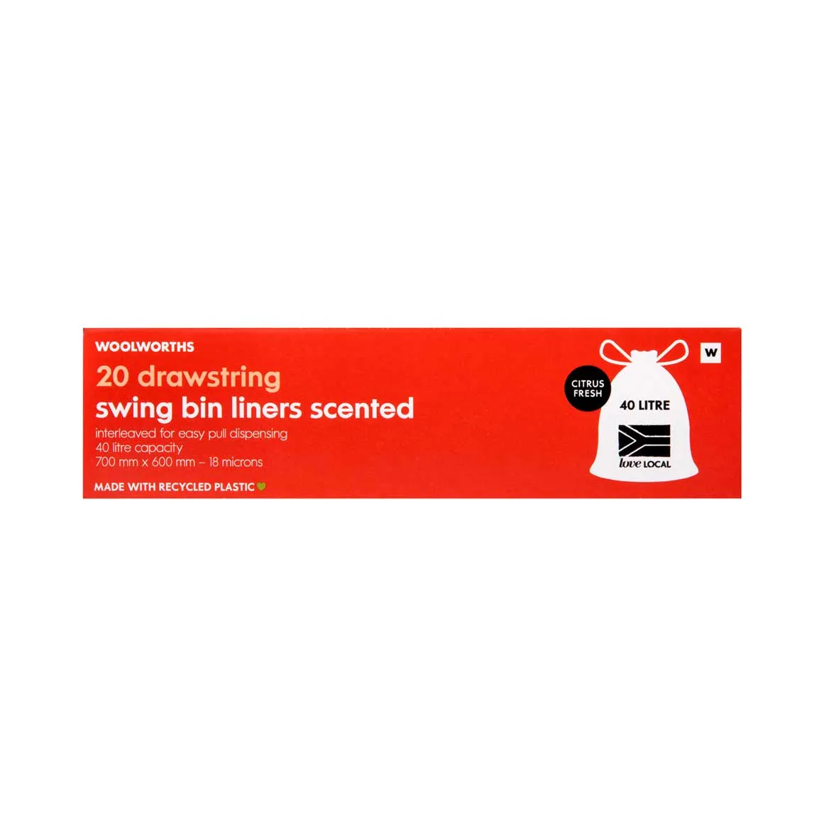 40 L Drawstring Citrus Fresh Scent Swing Bin Liners 20 pk