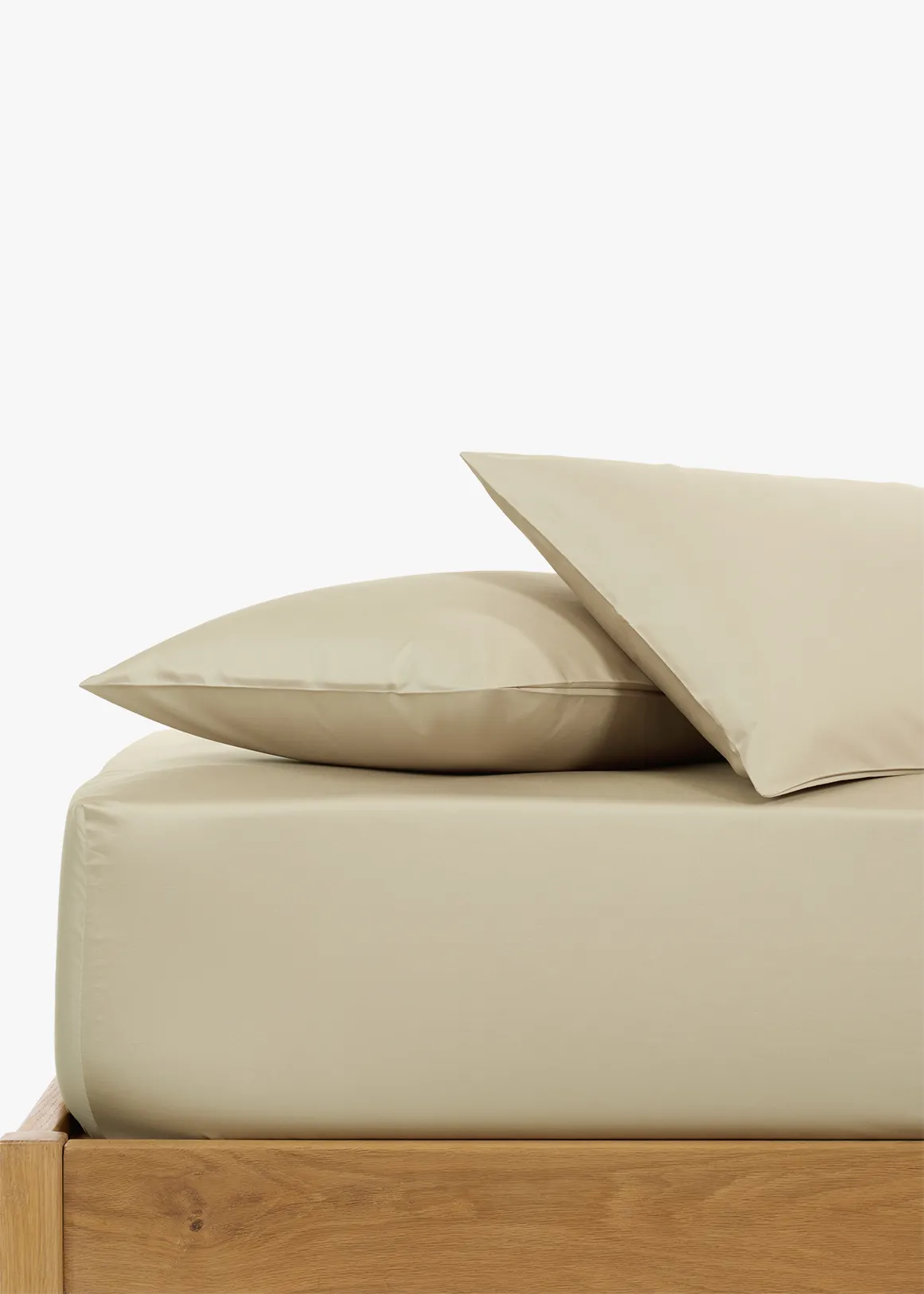 600TC Cotton Sateen Standard Pillowcases 2 Pack - NATURAL