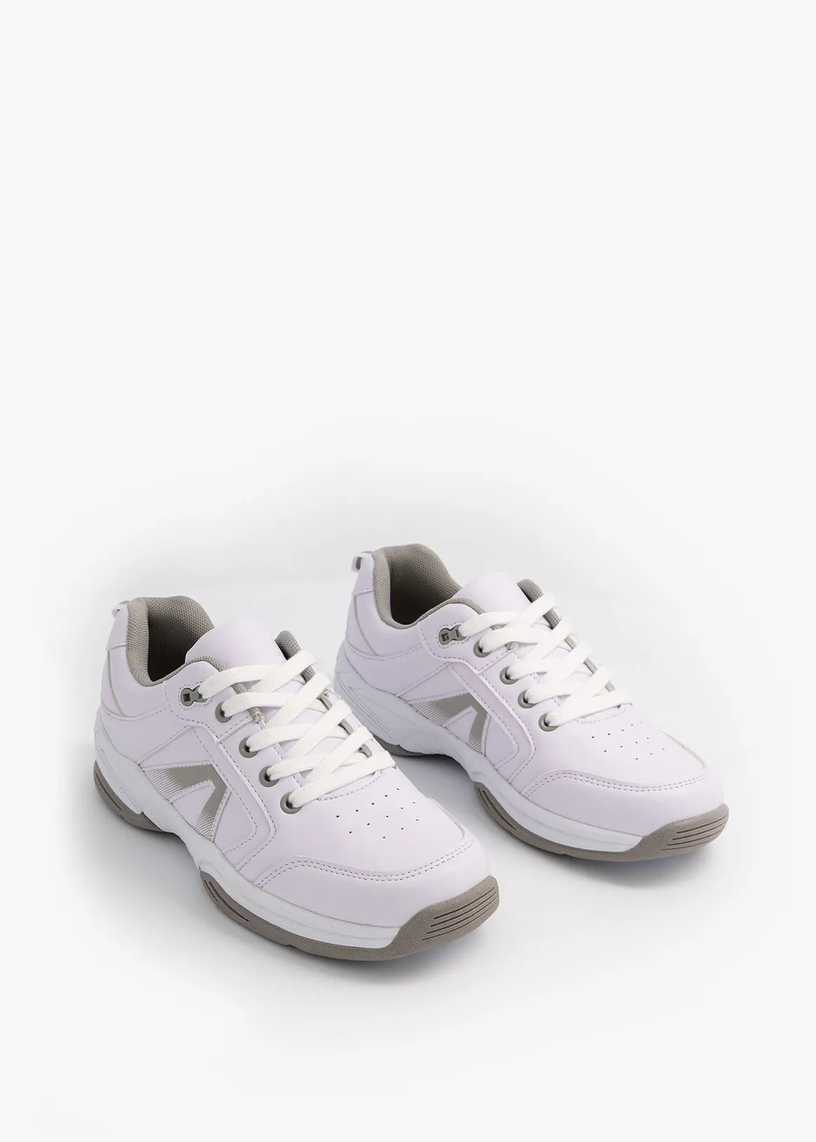Action Trainers (Size 2 - 8) Older Girl - WHITE