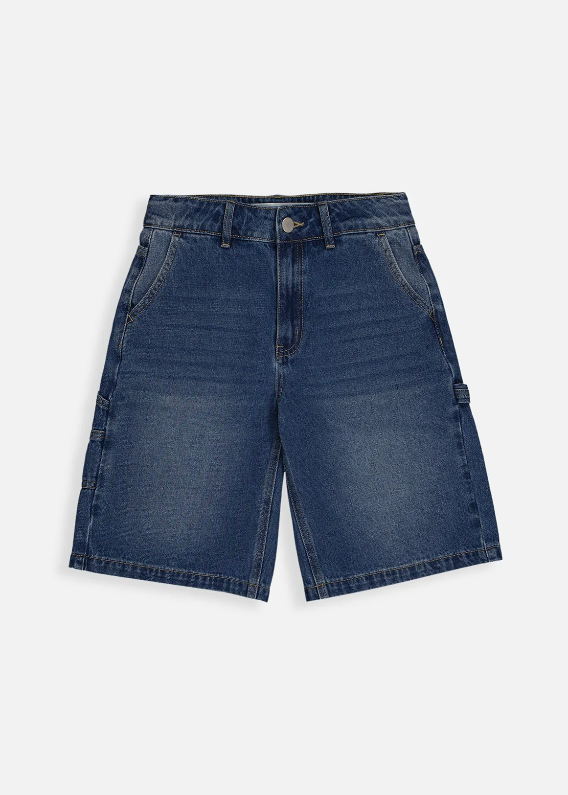 Adjustable Carpenter Denim Shorts - MEDIUM BLUE