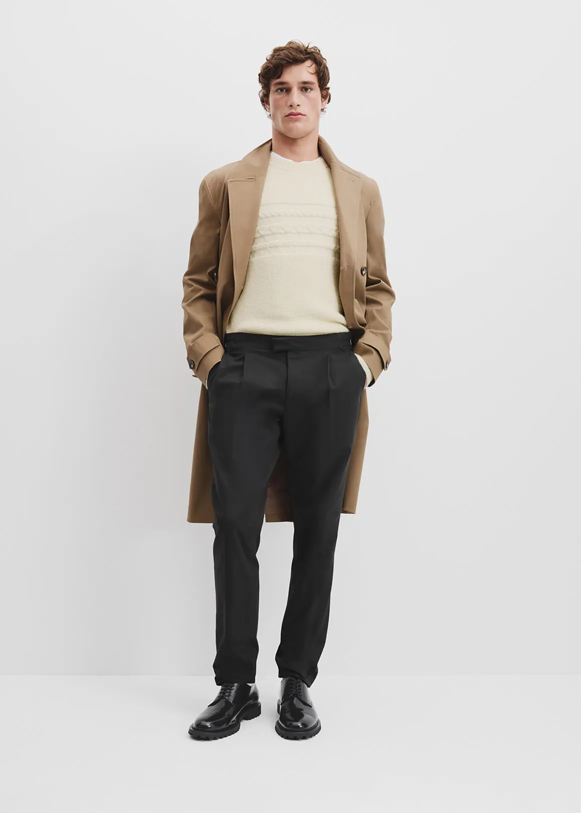 Alpaca Cable Crew Neck Knit - PARCHMENT