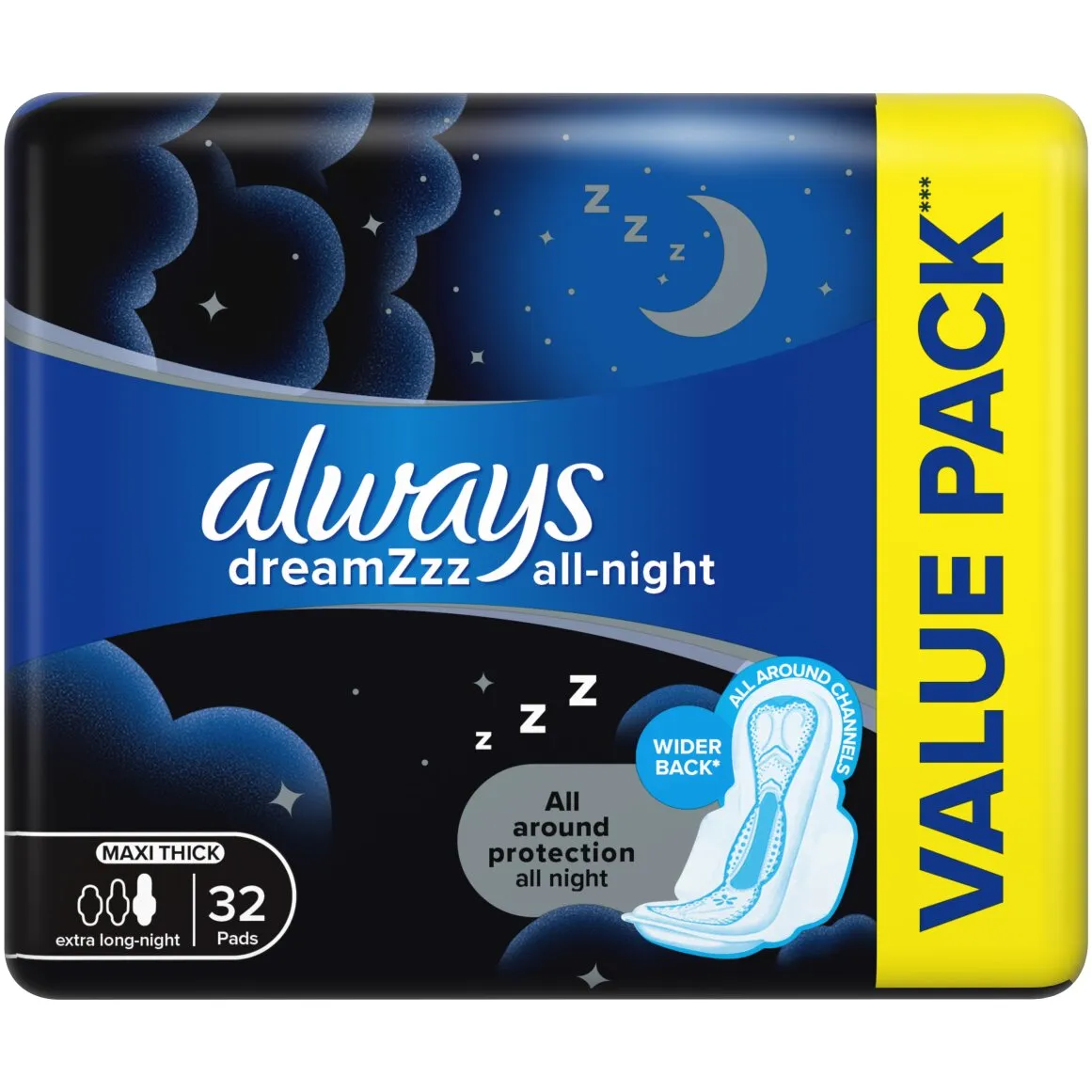 Always Dreamzzz All Night Maxi Thick Pads 32 pk