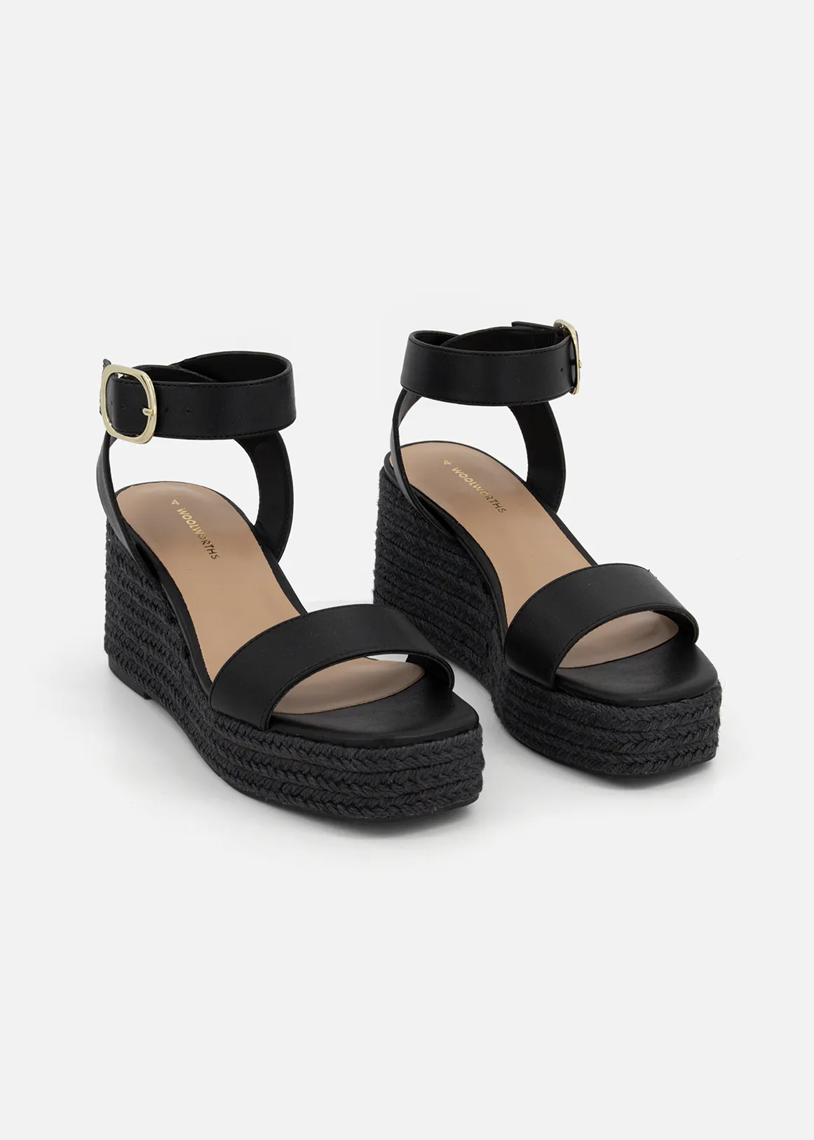Ankle Strap Slingback Espadrilles - BLACK
