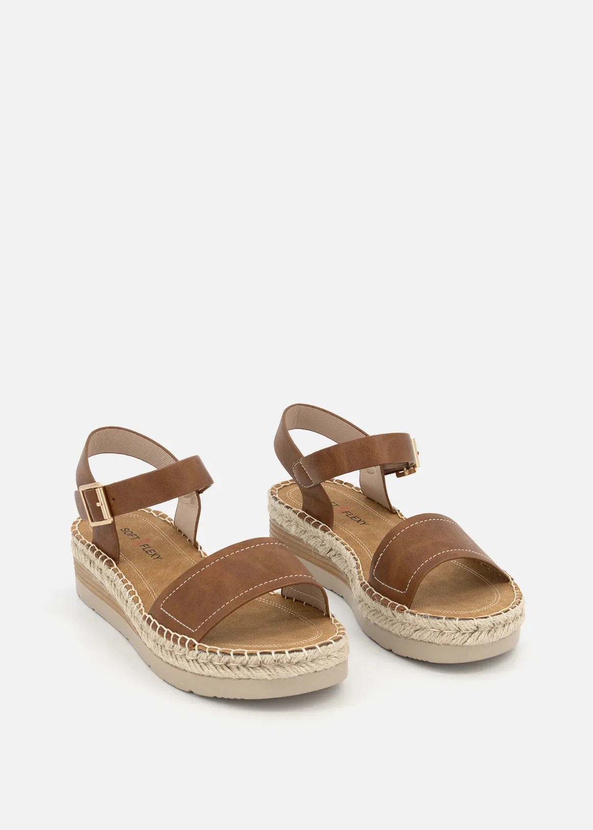 Ankle Strap Wedge Espadrilles - TAN