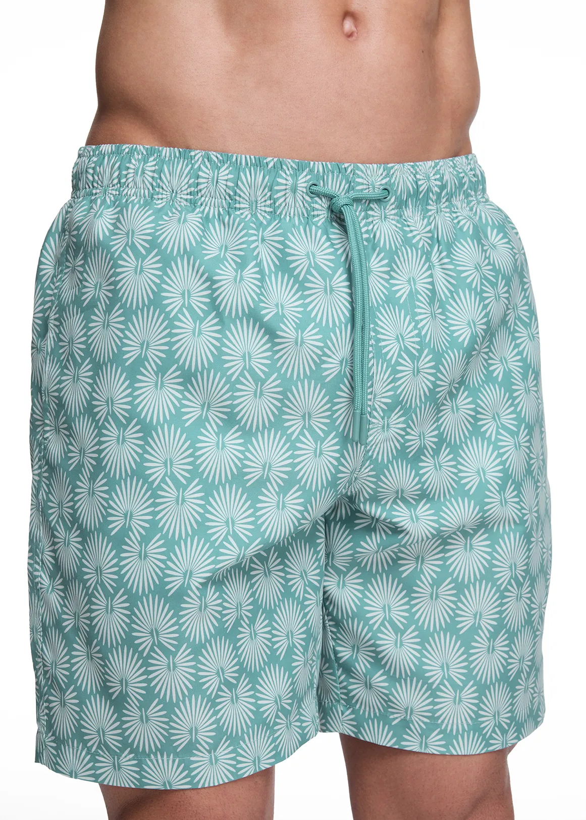 Aqua Geometric Slim Fit Longer Length Swim Shorts