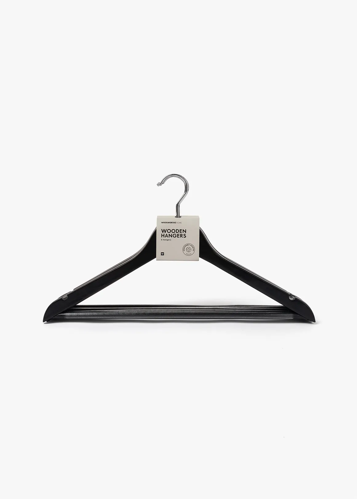 Arizona Wooden Hangers 6 Pack - BLACK