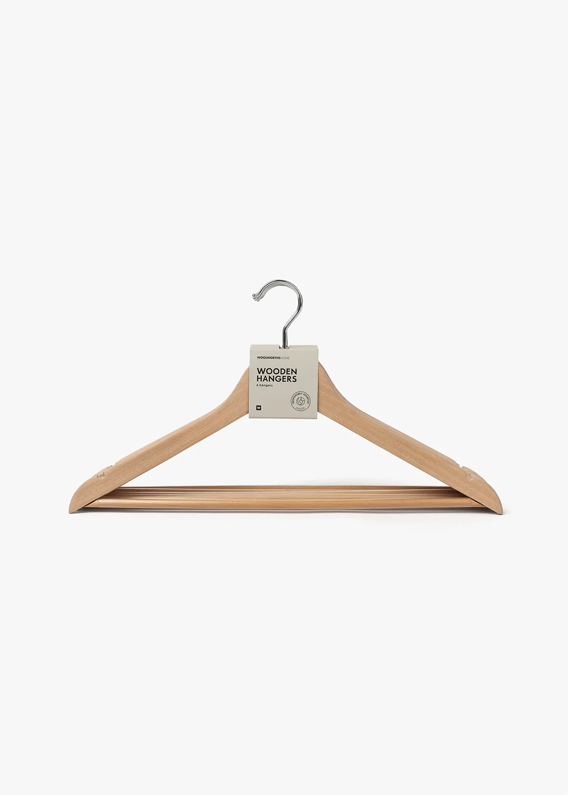 Arizona Wooden Hangers 6 Pack - NATURAL