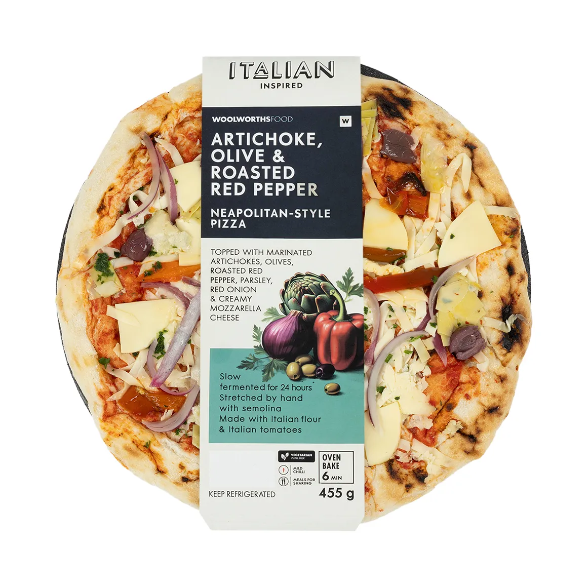 Artichoke, Olive & Roasted Red Pepper Pizza 455 g