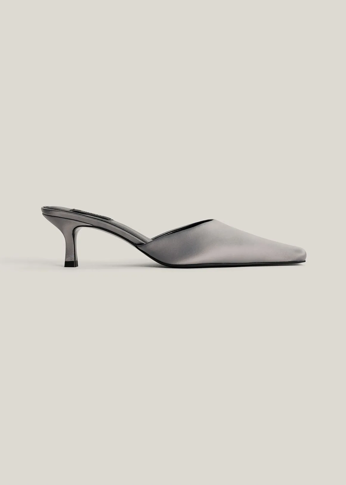 Ash Satin Mules - CHARCOAL