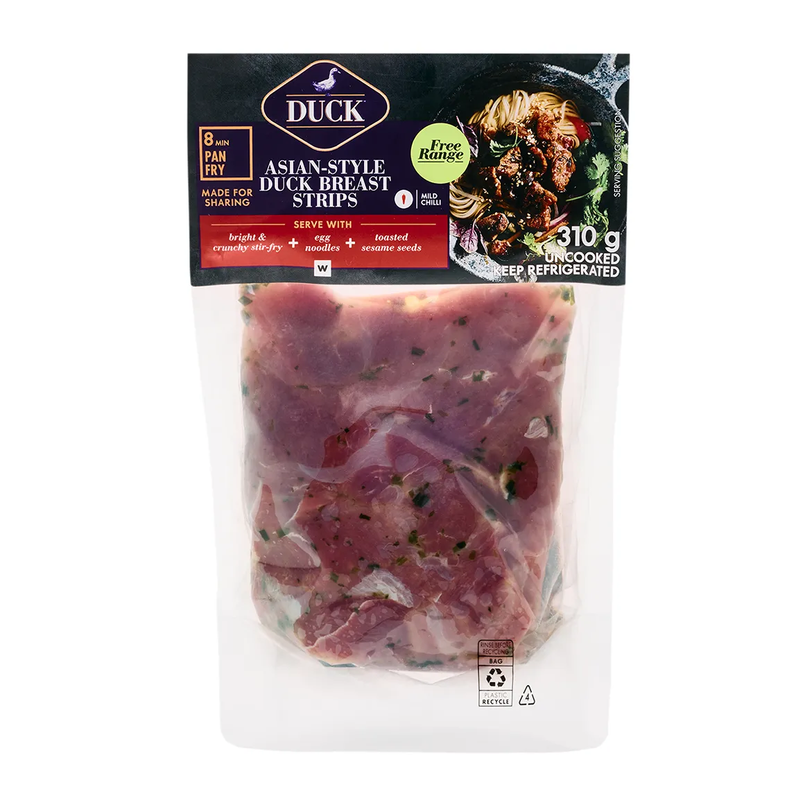 Asian Style Free Range Duck Breast Strips 310 g