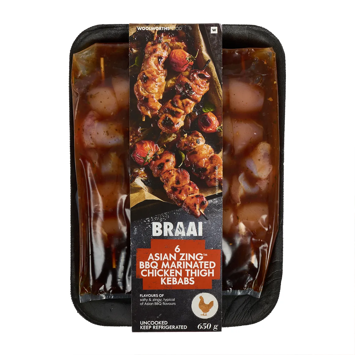 Asian Zing™ BBQ Marinated Chicken Thigh Kebabs 650 g