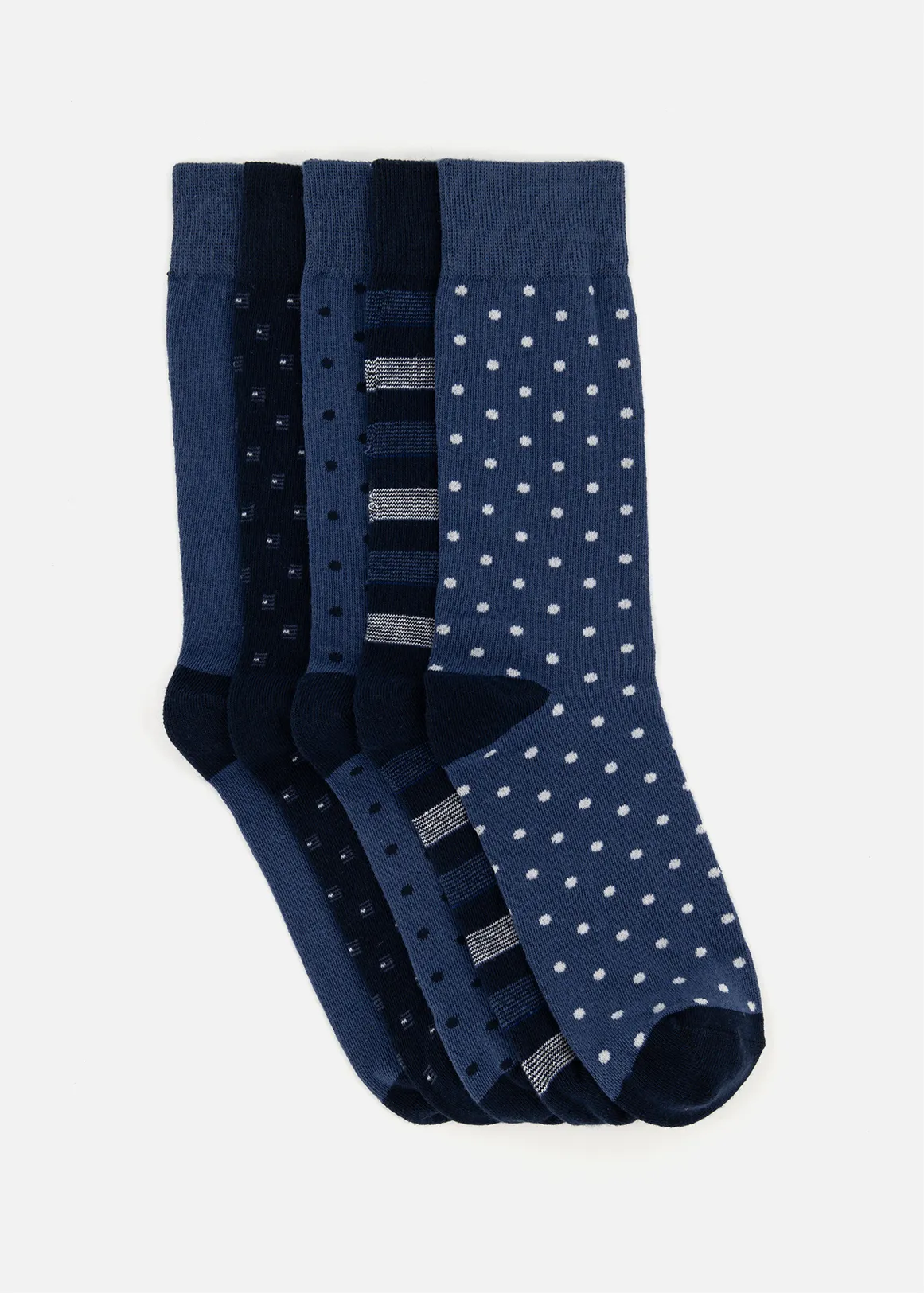 Assorted Blue Cotton Rich Socks 5 Pack - X INDIGO