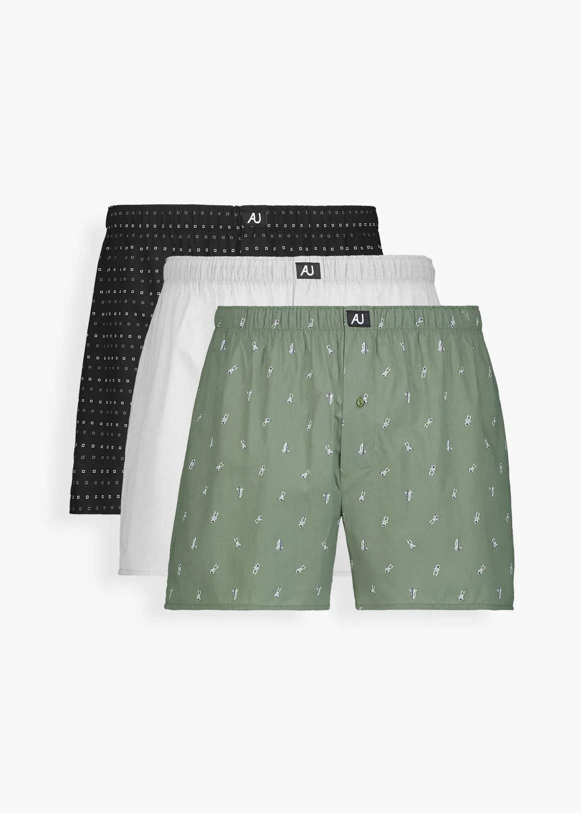 Assorted Cotton Boxers 3 Pack - X BLACK