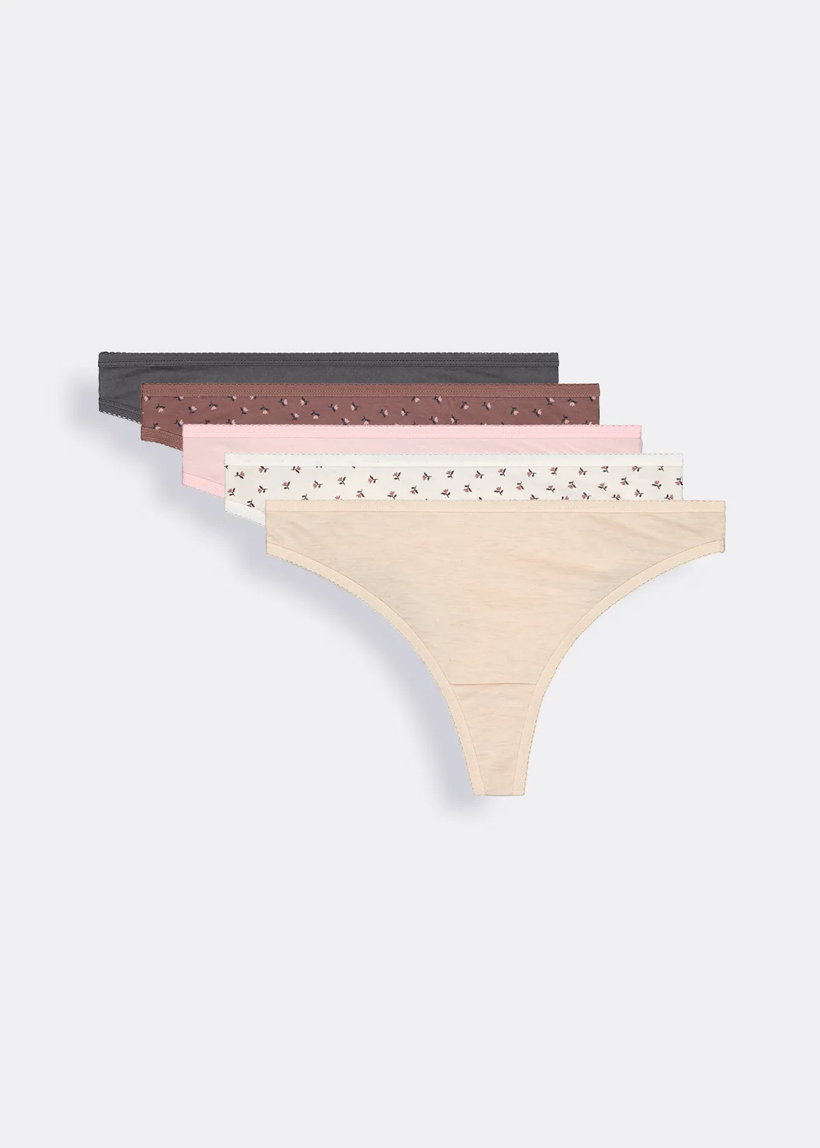 Assorted Cotton G-strings 5 Pack - X NATURAL