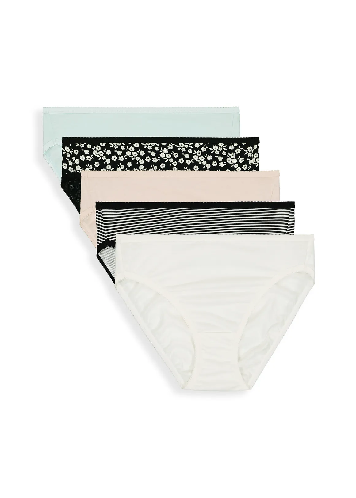 Assorted Cotton Hi Legs 5 Pack - X GREEN