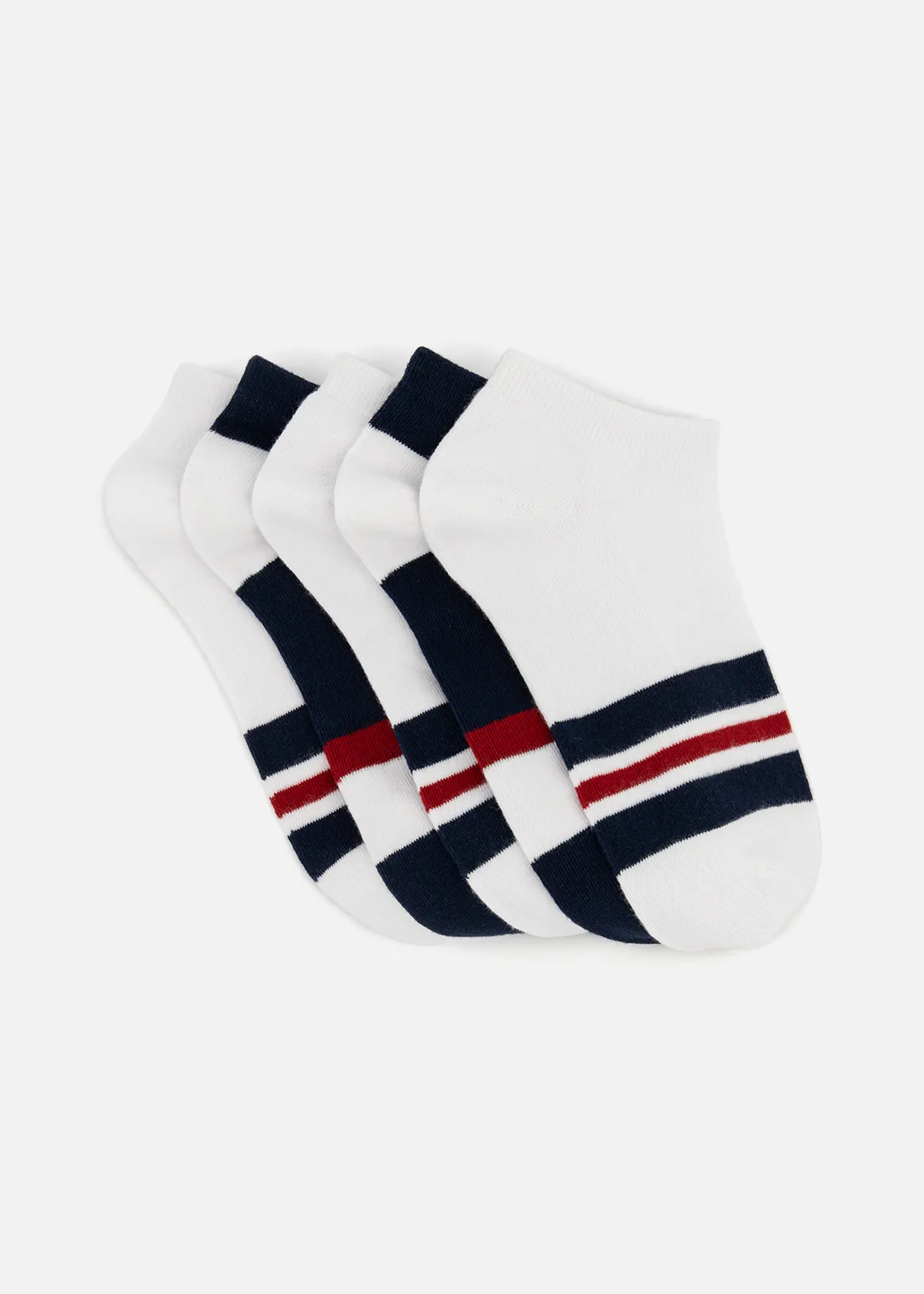 Assorted Striped Cotton Rich Trainer Liners 5 Pack - X NAVY