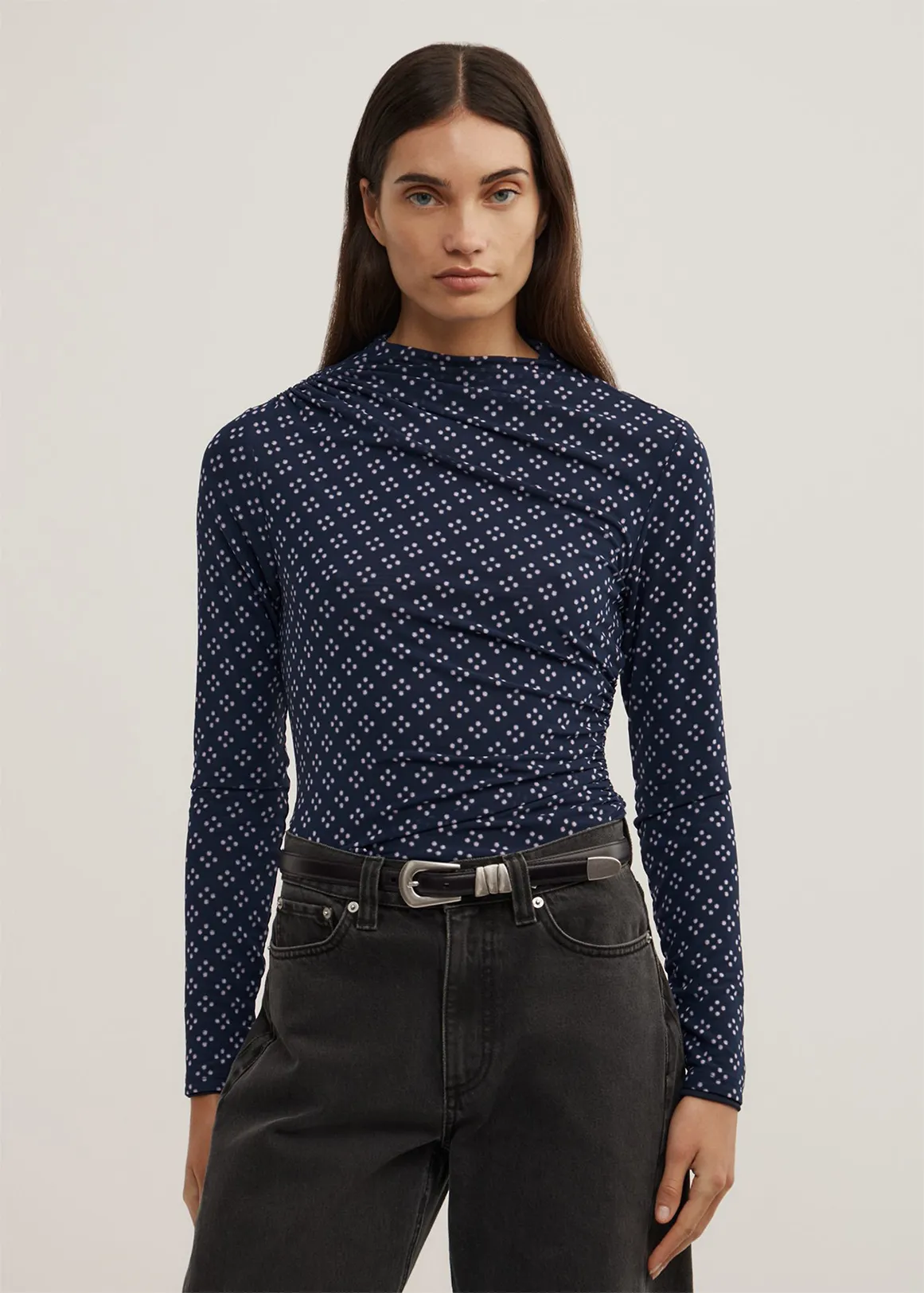 Asymmetric Mesh Long Sleeve Top - HALO GEO