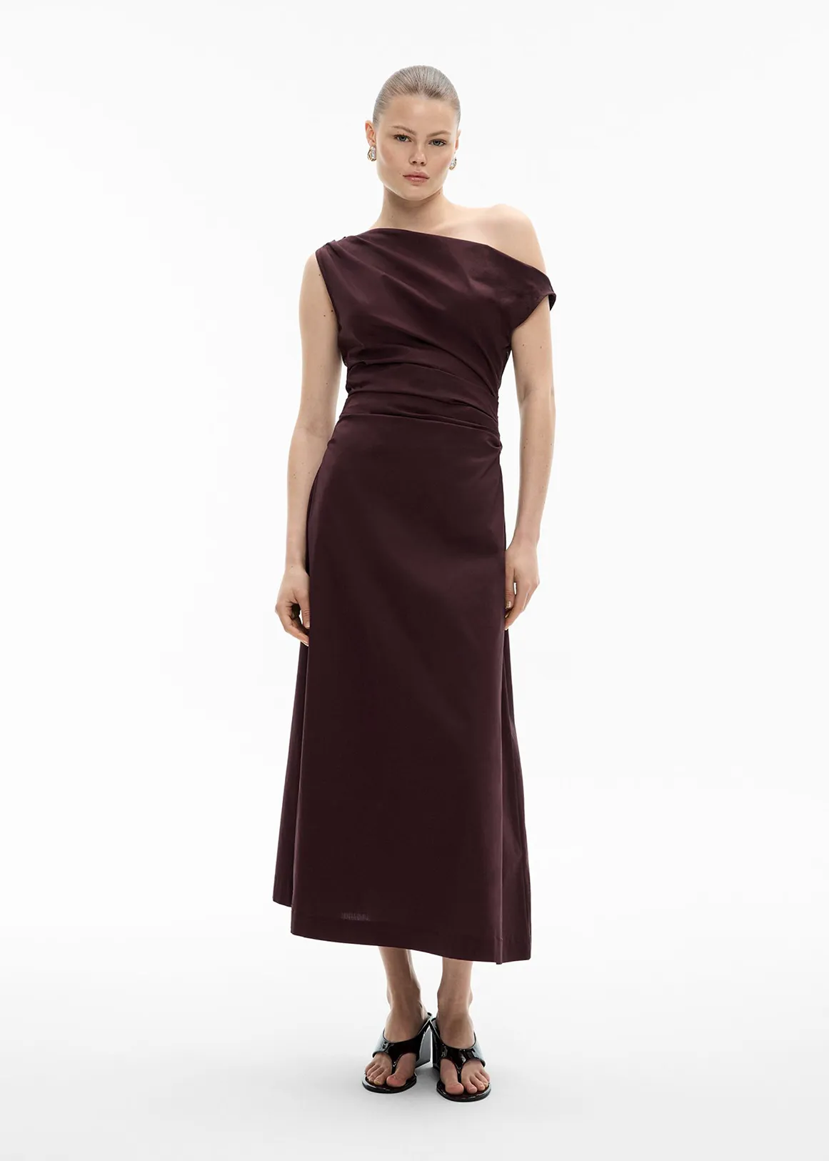 Asymmetric Shoulder Dress - FIG