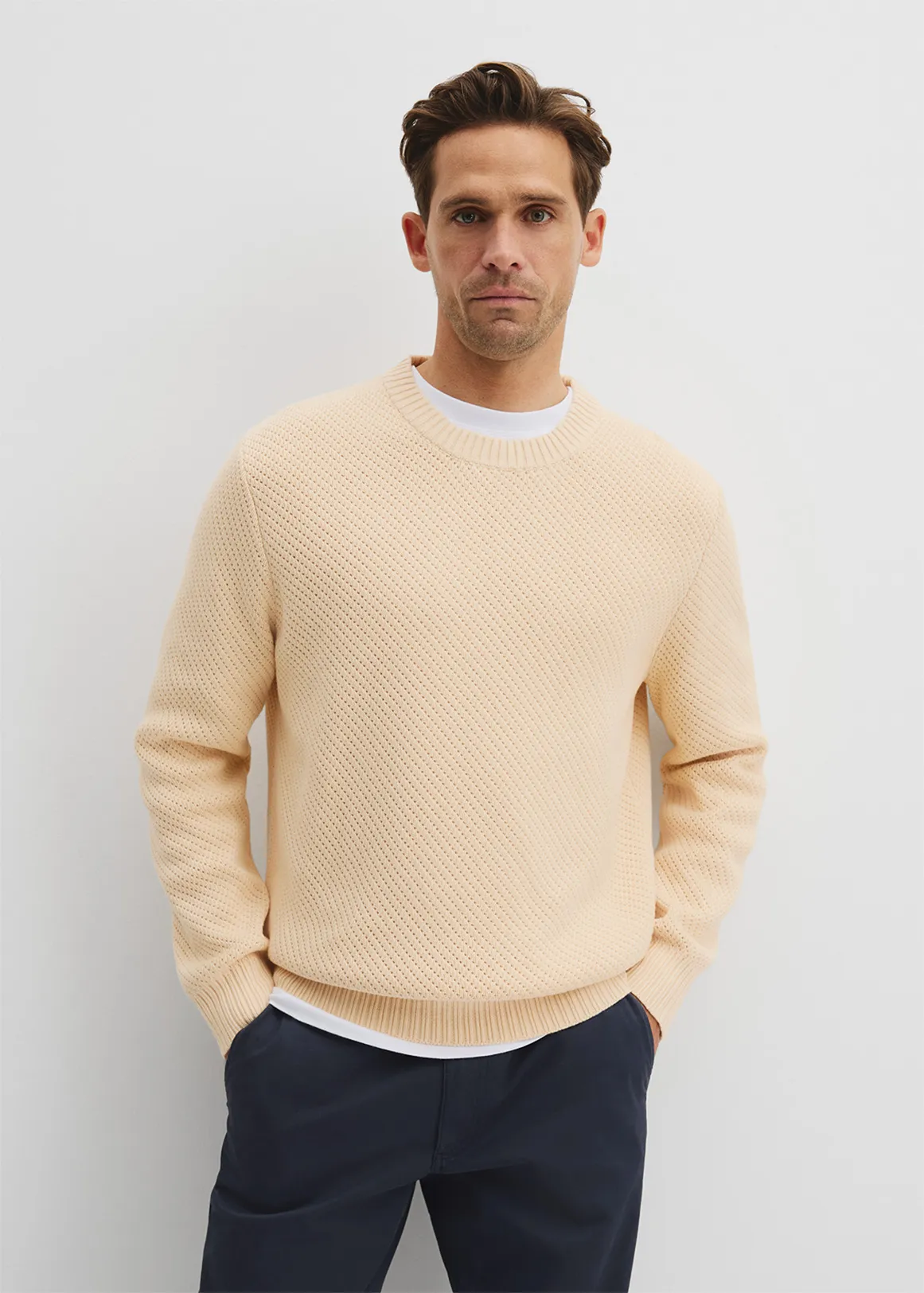 Australian Cotton Blend Crew Knit - MACADAMIA