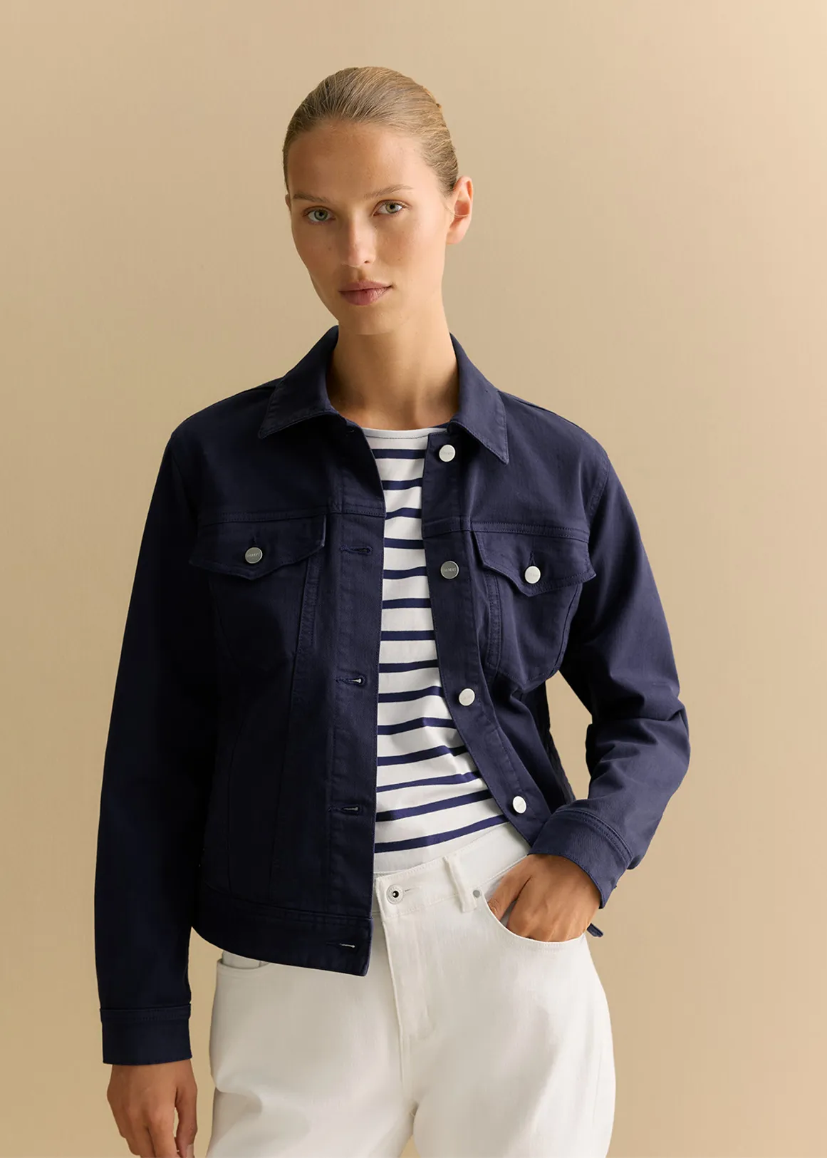 Australian Cotton Blend Garment Dyed Denim Jacket - NAVY