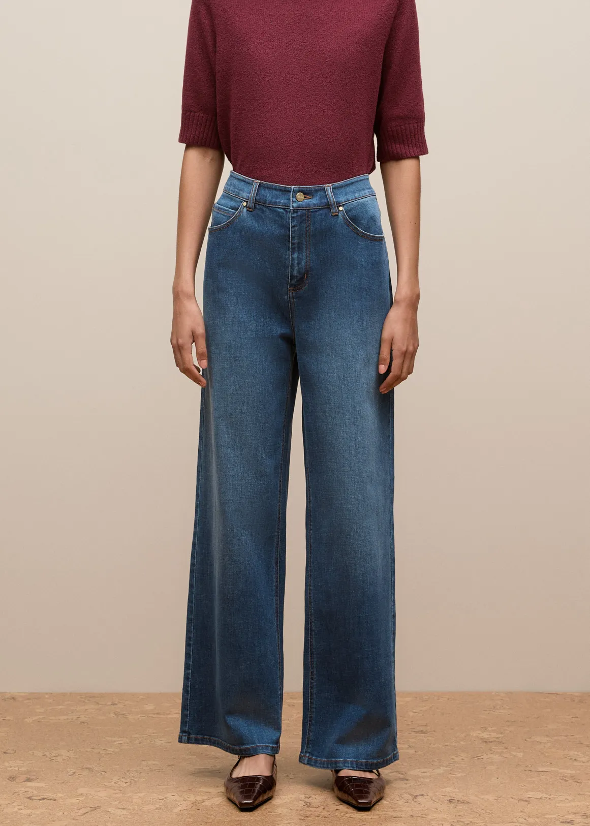 Australian Cotton Blend High Waist Jean - MID BLUE