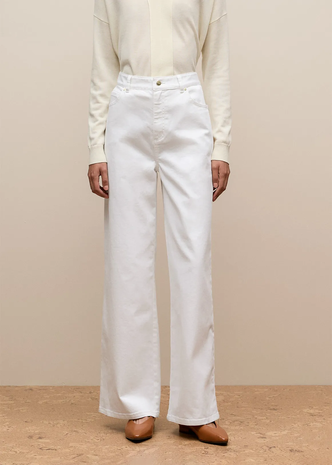 Australian Cotton Blend High Waist Jean - WHITE