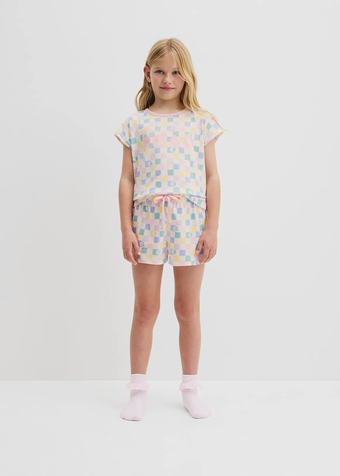 Australian Cotton Check Pyjama Set - MULTI MARSHMALLOW