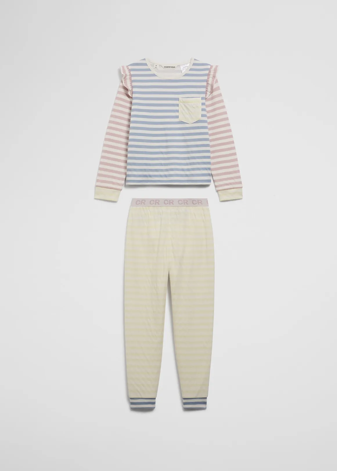 Australian Cotton Contrast Heart Print Sleep Set - MULTI STRIPE