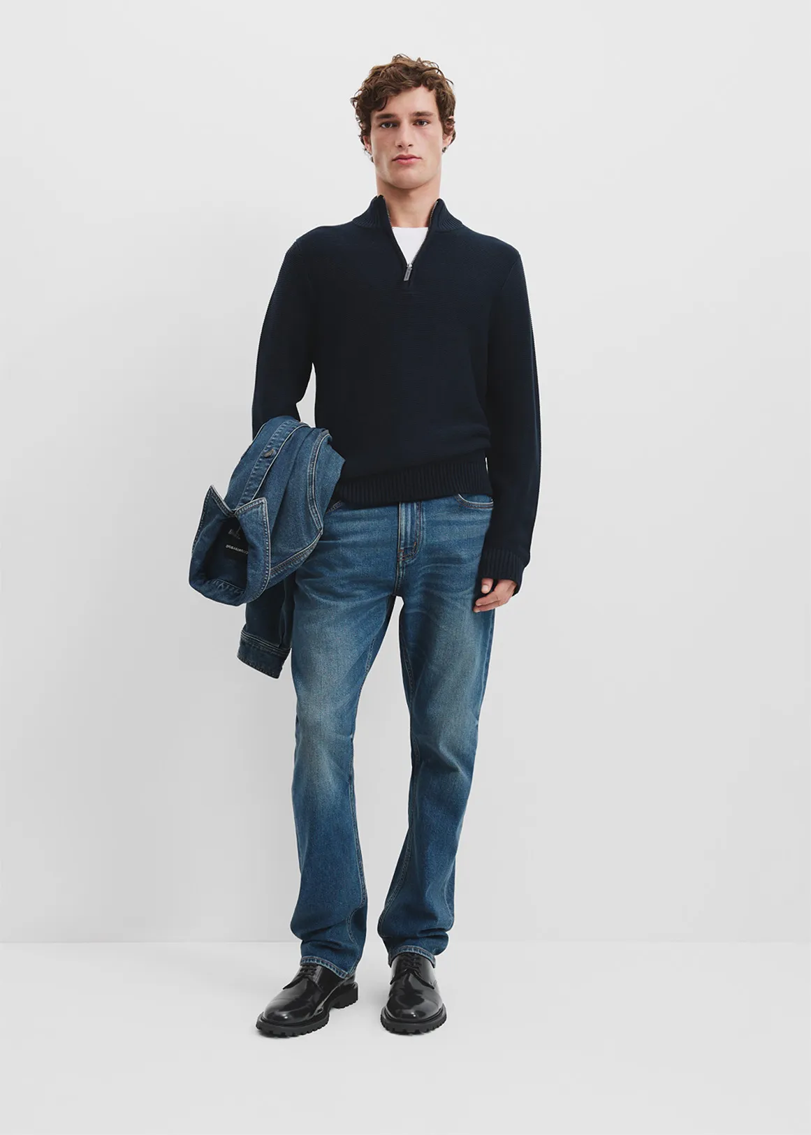 Australian Cotton Half Zip Knit - NAVY