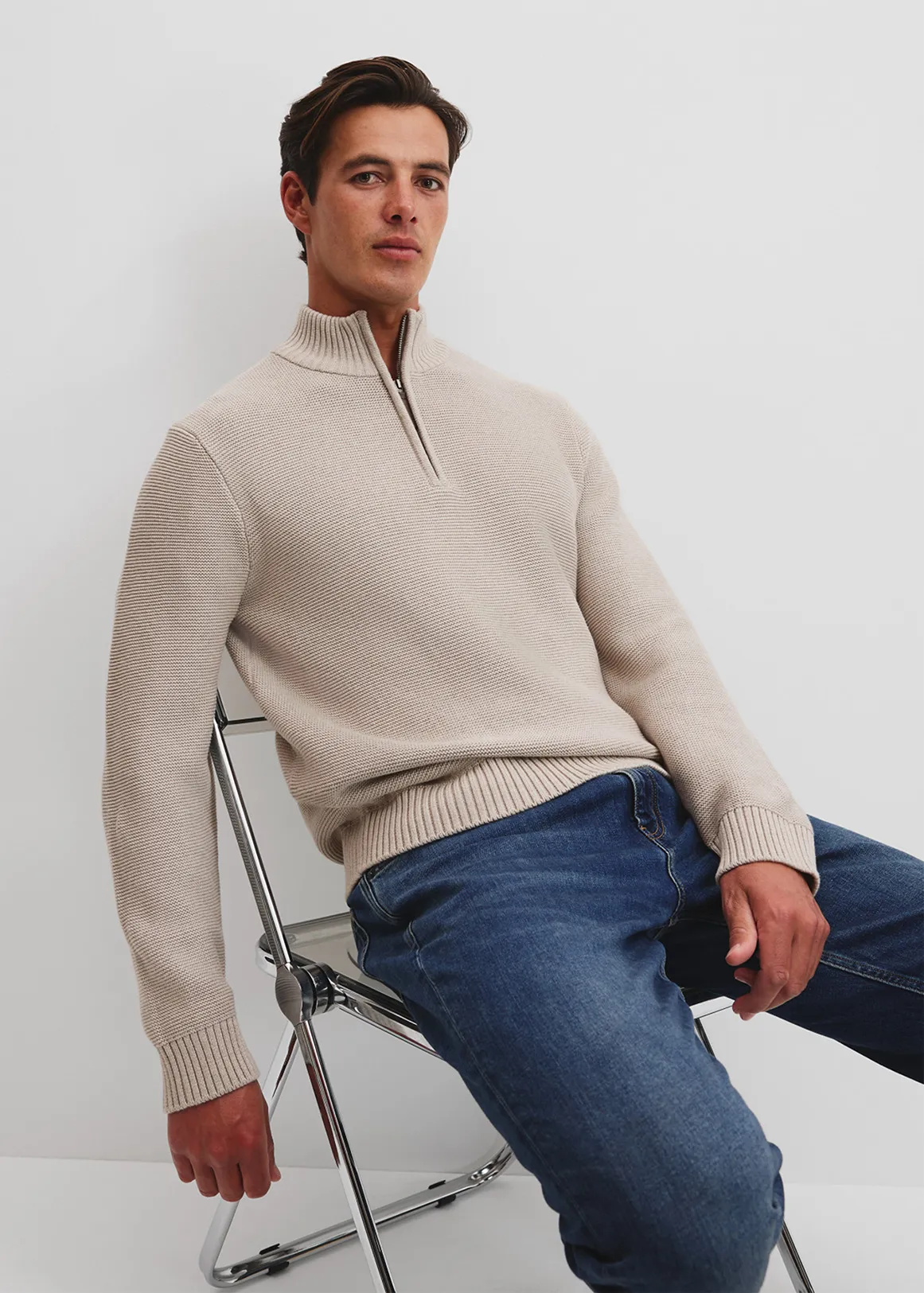 Australian Cotton Half Zip Knit - SHELL