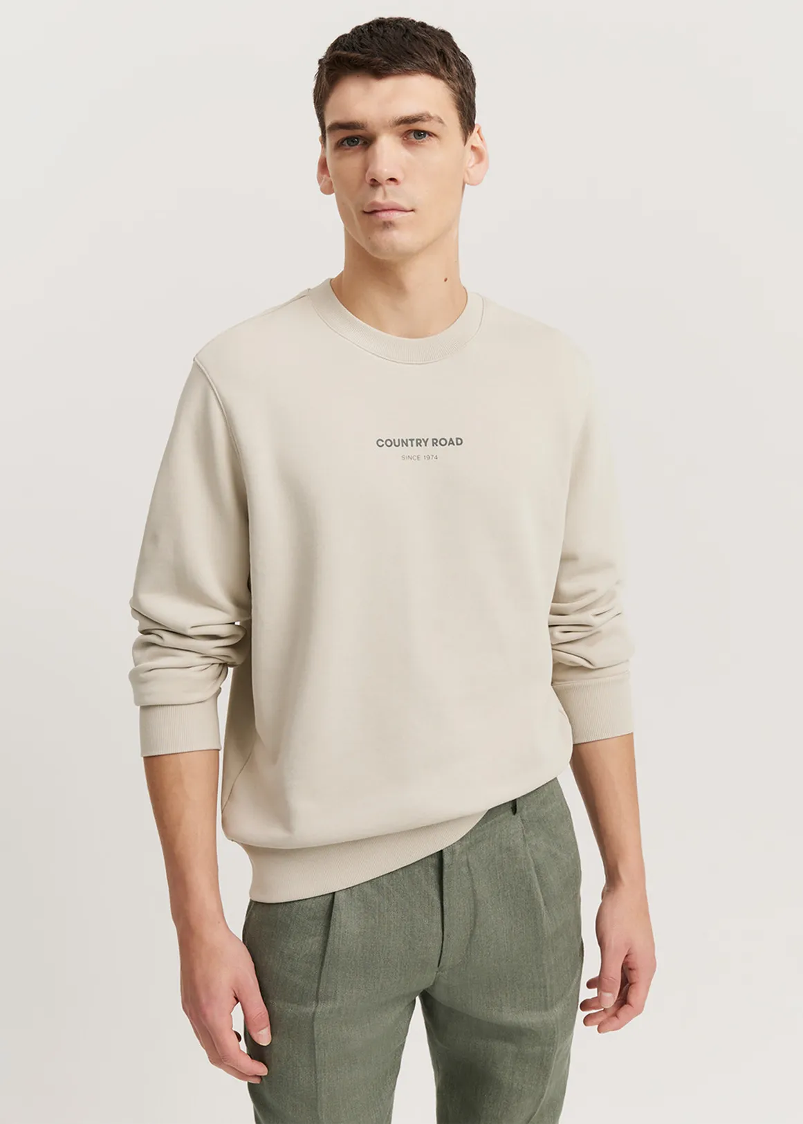 Australian Cotton Modern Logo Sweat - CLAY