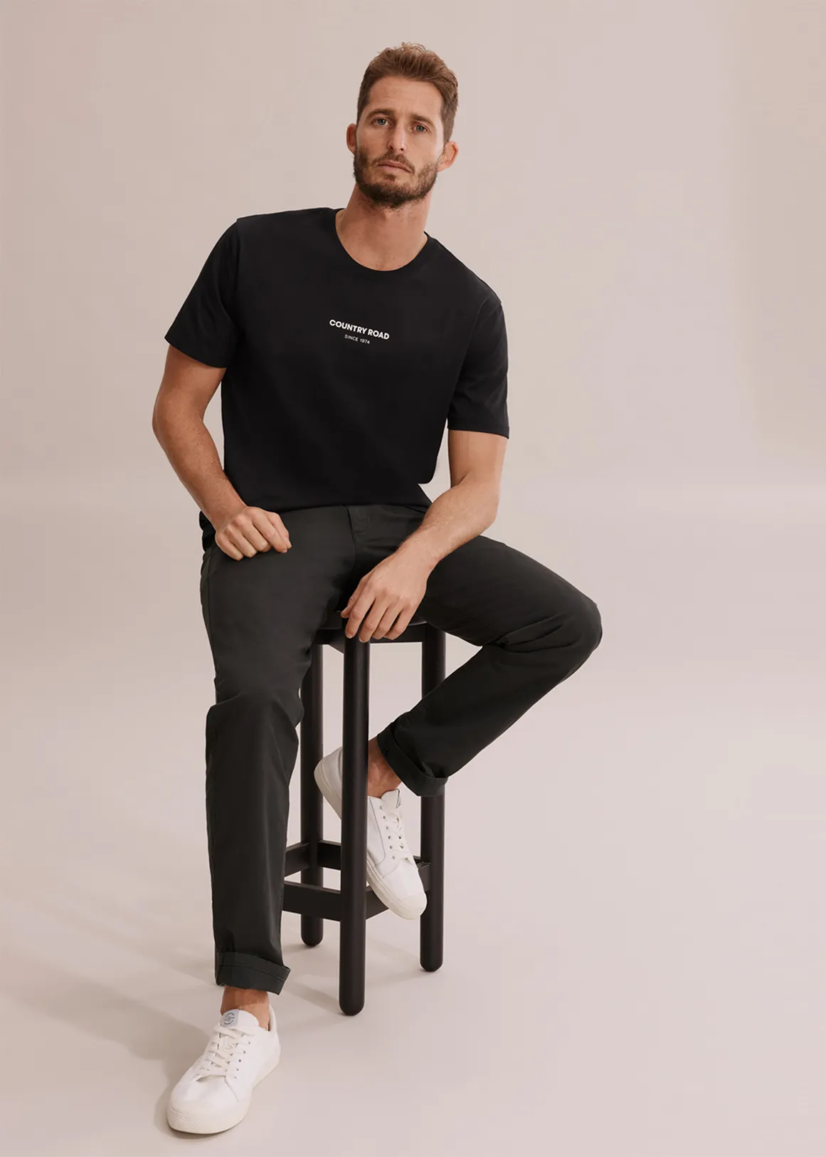 Australian Cotton Modern Logo T-Shirt - BLACK