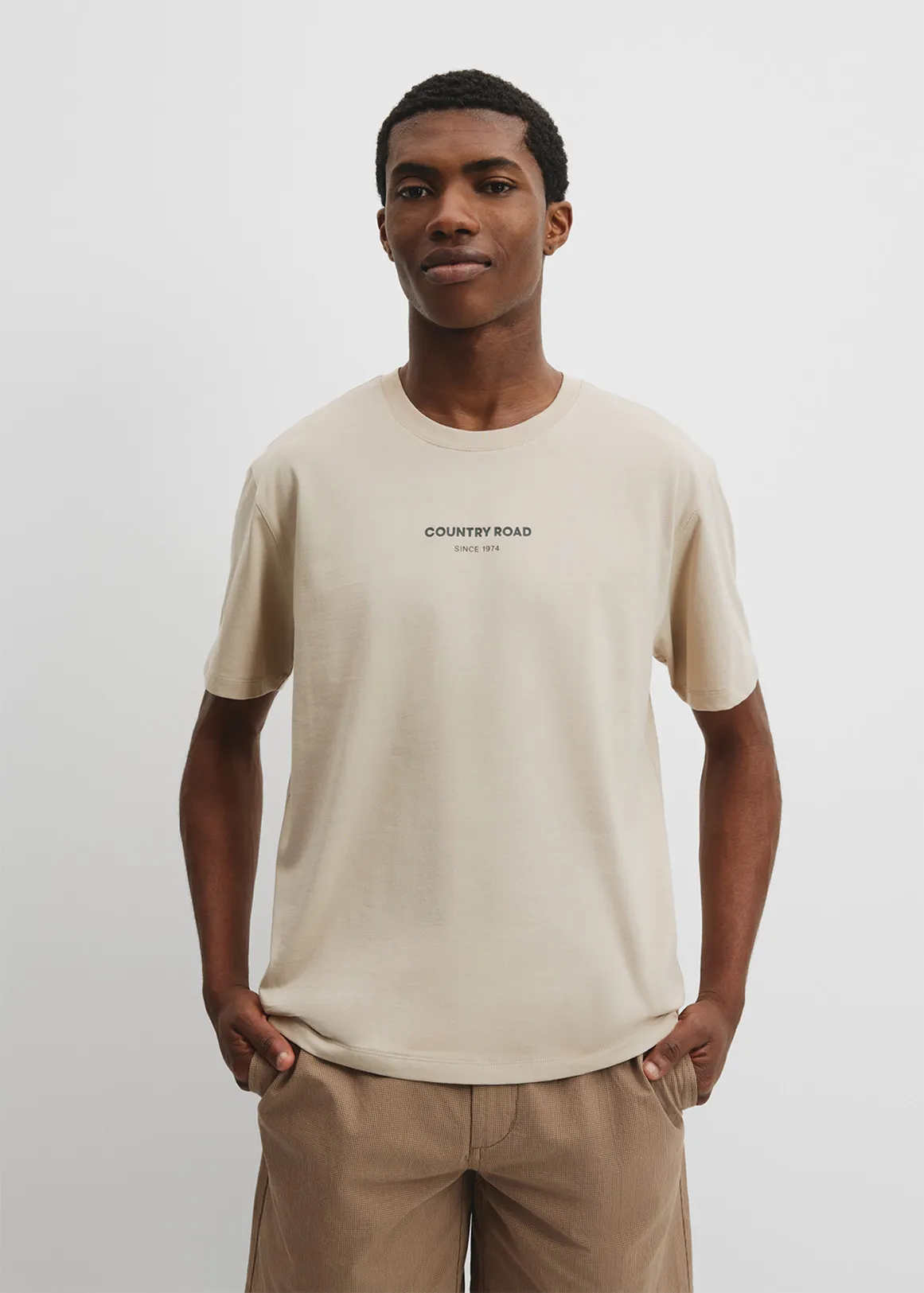 Australian Cotton Modern Logo T-Shirt - CLAY